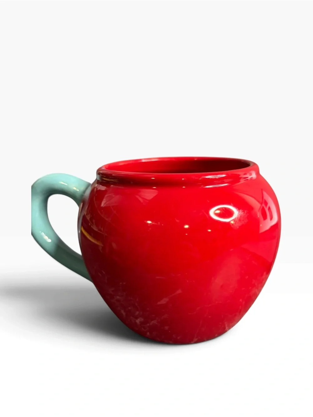 RED SOUTHWESTERN PENDLETON COFFEE MUG WITH TURQUOISE HANDLE